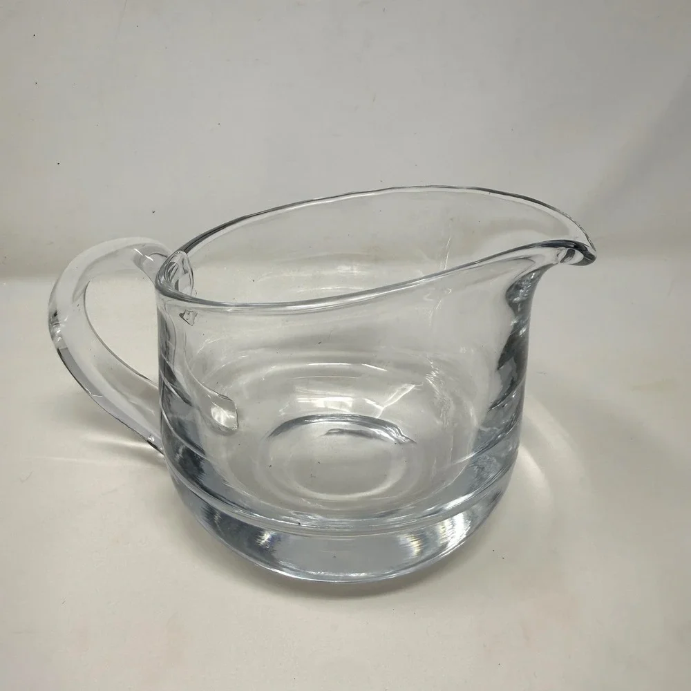 Dansk Kitchen Clear Glass Gravy Boat Heavy Weighted Base Scandinavian Modern